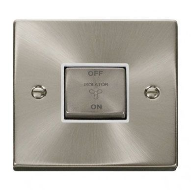 Click Deco Ingot Satin Chrome 3 Pole Fan Isolation Switch White Insert VPSC520WH