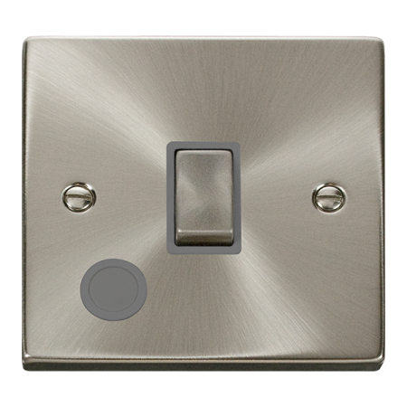 Click Deco Ingot Satin Chrome 20a DP Switch C/W Flex Outlet Grey Insert | VPSC522GY