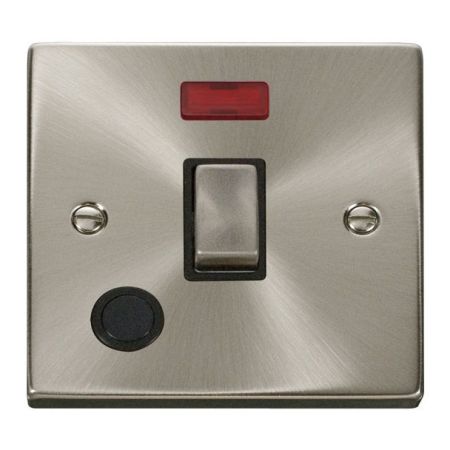 Click Deco Ingot Satin Chrome 20a DP Switch C/W Neon and Flex Outlet VPSC523BK