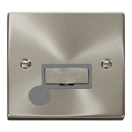 Click Deco Ingot Satin Chrome Unswitched Fused Spur & Flex Outlet Grey Insert | VPSC550GY