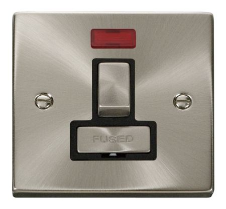 Click Deco Ingot Satin Chrome 13A Switched Fused Spur C/W Neon Black Insert VPSC752BK