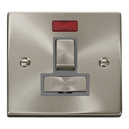 Click Deco Ingot Satin Chrome 13A Switched Fused Spur & Neon Grey Insert | VPSC752GY