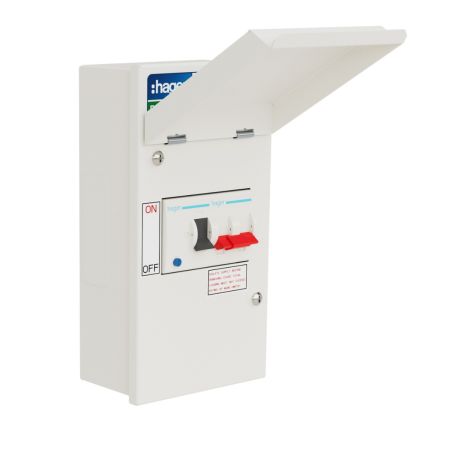 Hager VR440EV 4 Way 100A Main Switch EV Car Charging Consumer Unit with 40A DP Switch Neutral RCBO