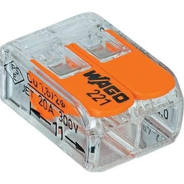 WAGO 2 Conductor Splicing Connector with Lever Lock 32A Pack of 100 | 221-412