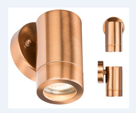 Knightsbridge IP65 Fixed GU10 Down Wall Light Copper WALL1LC