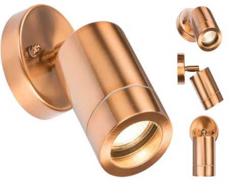 Knightsbridge IP65 GU10 Copper Effect Adjustable Wall Light WALL3LC