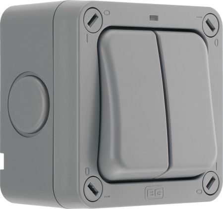 BG Storm Weatherproof WP42 IP66 2 Gang 20A 20AX 2 Way Neon Switch