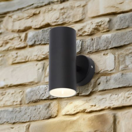 Forum Zink Melo Outdoor Black Integrated 4000k LED Up & Down IP44 Wall Light | TS-34944-BLK
