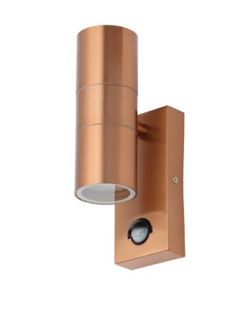 Forum Zinc Leto Up & Down IP65 PIR Wall Light Copper | ZN-29179-COP