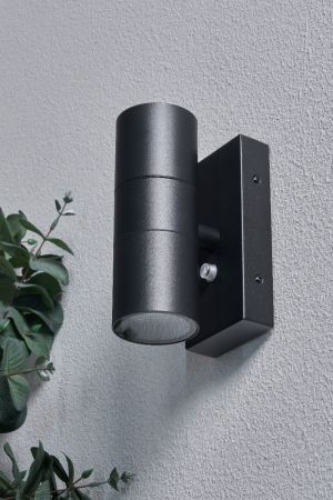 Forum Zinc Leto ZN-34022-BLK Photocell GU10 Up & Down IP65 Wall Light Black