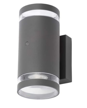 Forum Zinc Lens Up & Down GU10 Photocell Wall Light Anthracite | ZN-34042-ANTH