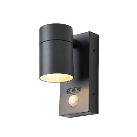 Zinc Leto Single Down IP44 Anthracite PIR Wall Light | ZN-37938-ANTH