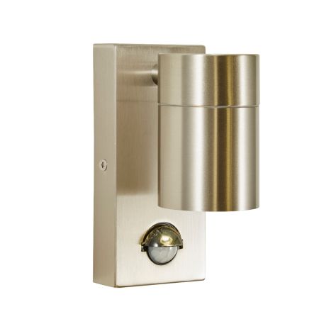 Zinc Leto Single Down IP44 Stainless Steel PIR Wall Light | ZN-37938-SST