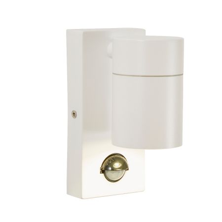 Zinc Leto Single Down IP44 White PIR Wall Light | ZN-37938-WHT