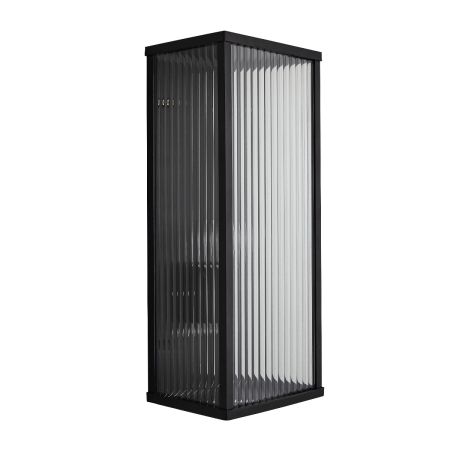 Forum Memphis Outdoor Box Frame Lantern with Ribbed Glass Black | ZN-38602-BLK