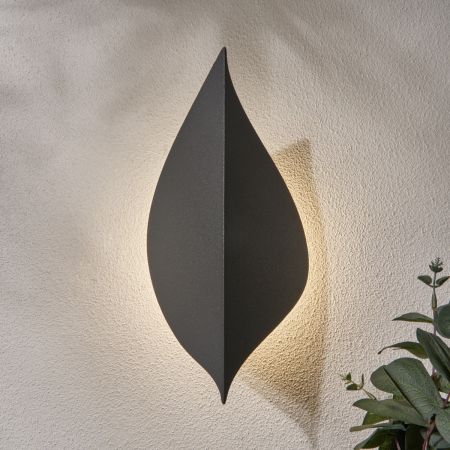 Forum Zink Alani 9W LED Leaf Style Wall Light IP65 Anthracite | ZN-43344-ANTH