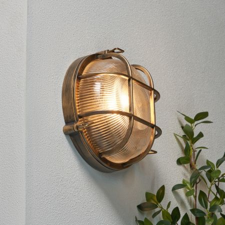 Forum Zink ZN-44231-GLD Gali 1 x E27 Caged Round Bulkhead IP44 Gold