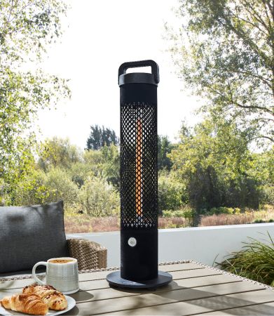 Forum Zink Outdoor IPX3 2 x 900W Rectangle Head Parasol Radiant Heater | ZR-37448-BLK