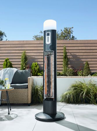Forum Zink 3Kw IP55 Floor Standing Radiant Patio Heater with PIR Sensor | ZR-37442-GMTL